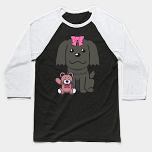 Cute sheepdog holds a teddy bear Baseball T-Shirt